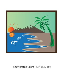 seascape evening color illustration of colorful vector design background