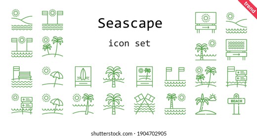 seascape icon set. line icon style. seascape related icons such as beach, 