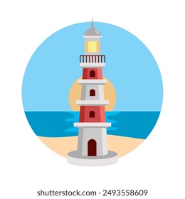 paisaje marino con arquitectura de faro aislado