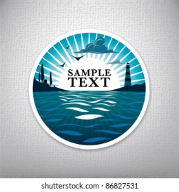 Seascape with lighthouse vector illustration