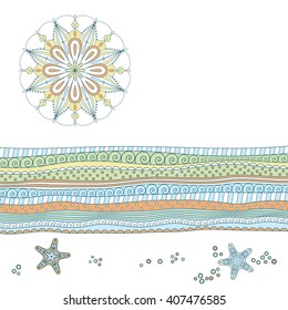 Seascape line art design. Summer vecto illustration