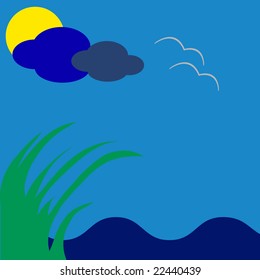 A seascape at night