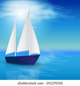 Seascape with a sailboat