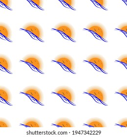 Seascape. Seamless color pattern for texture, textiles, packaging, and simple backgrounds. Simple design.
