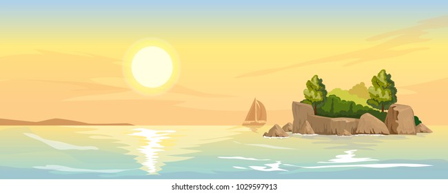 Seascape with a small island