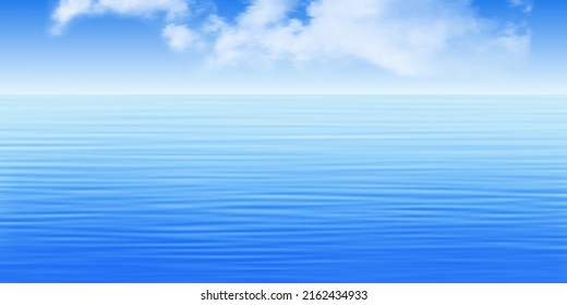 Seascape, summer view of the sea and blue sky with clouds