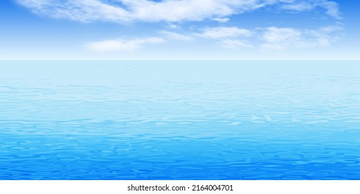 Seascape, Sommerblick aufs Meer und blauer Himmel mit Wolken