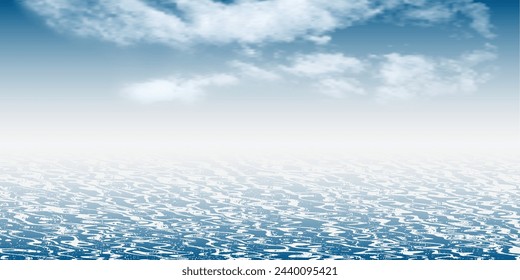 Seascape, summer view of the sea and blue sky with clouds