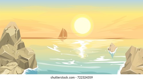 Seascape with sunset