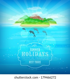Seascape. Tropical paradise. Island in the ocean