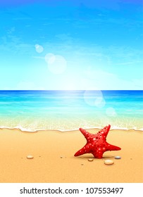 Seascape vector illustration. Paradise beach.