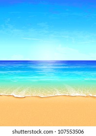 Seascape Vector Illustration. Paradise Beach.