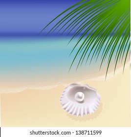 Seascape vector illustration. Paradise beach.