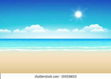 Seascape vector illustration. Paradise beach.