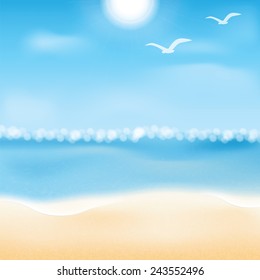 Seascape vector illustration. Paradise beach. 
