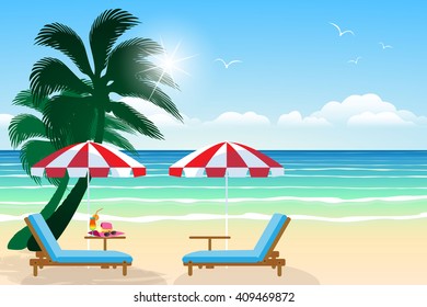 Seascape vector illustration. Paradise beach.