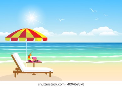 Seascape vector illustration. Paradise beach.