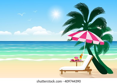 Seascape vector illustration. Paradise beach.