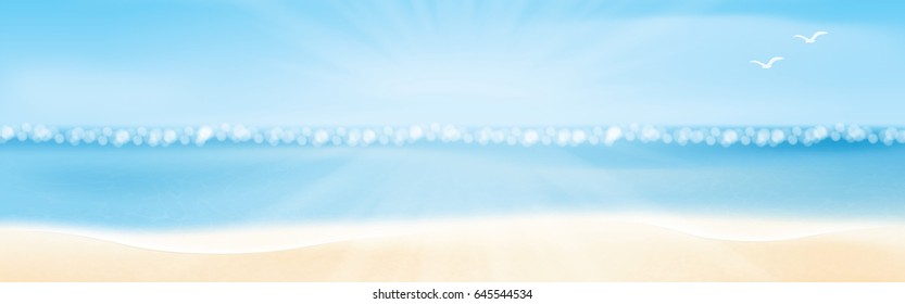 Seascape vector illustration. Paradise beach. 