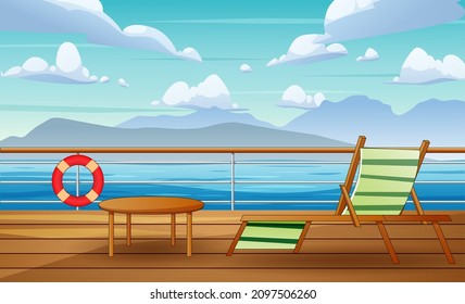 Seascape view from cruise ship deck illustration