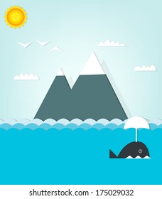 seascape with whale