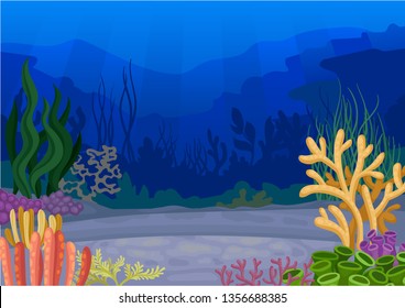 Seascapes concept. Ocean and underwater world. Vector illustration.