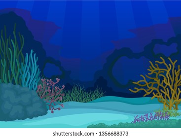 Seascapes concept. Underwater world. Vector flat illustration.