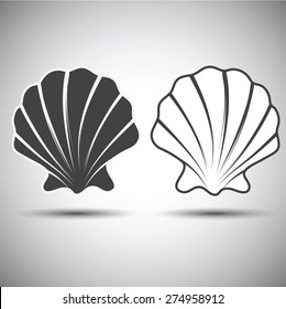 seashell abstract emblem or mascot or logo template