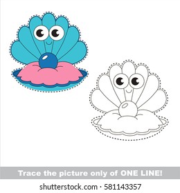 Seashell to be traced only of one line, the tracing educational game to preschool kids with easy game level, the colorful and colorless version.