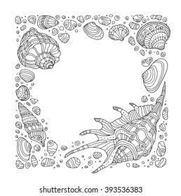 Seashell Border Frame Ocean Pattern Vector Stock Vector (Royalty Free ...