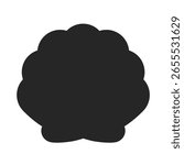 Seashell or clam shell for underwater concept in silhouette vector icon