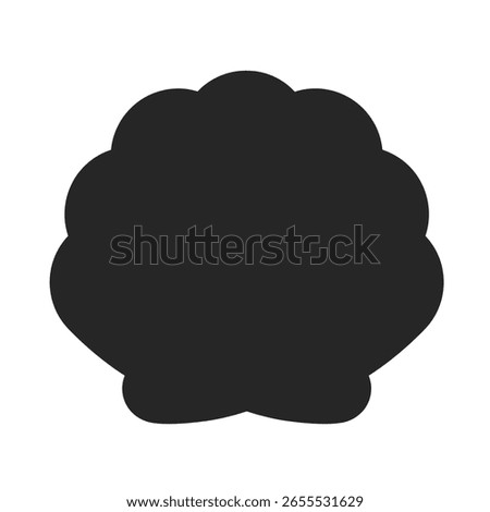 Seashell or clam shell for underwater concept in silhouette vector icon