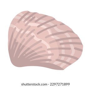 Seashell clipart. Single doodle of mollusk shell isolated on white. Colored vector illustration in cartoon style..