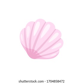 Seashell in closeup vector, isolated icon of flat style. Mollusk conch with wavy shell, cockleshell shellfish marine creature on beach, natural organism