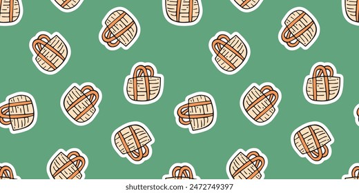 a seashell. cola. rest. palm tree. swimsuit. sink. sea. beach. Doodle. the sun. flowers. ice cream. seamless pattern. pattern. postcard. pattern. example. retro-style colors. seamless. fruits. 