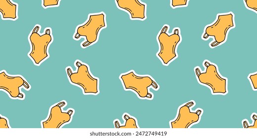 a seashell. cola. rest. palm tree. swimsuit. sink. sea. beach. Doodle. the sun. flowers. ice cream. seamless pattern. pattern. postcard. pattern. example. retro-style colors. seamless. fruits. 