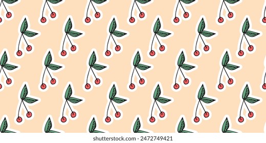 a seashell. cola. rest. palm tree. swimsuit. sink. sea. beach. Doodle. the sun. flowers. ice cream. seamless pattern. pattern. postcard. pattern. example. retro-style colors. seamless. fruits. 