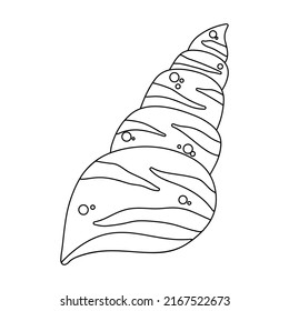 Seashell. Coloring pages for kids. Vector outline on a white background.