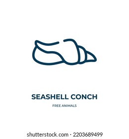 Seashell conch icon. Linear vector illustration from free animals collection. Outline seashell conch icon vector. Thin line symbol for use on web and mobile apps, logo, print media.