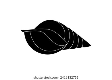 Seashell or conch shell in silhouette style vector