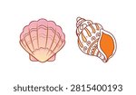Seashell and Conch Shell Vector Illustration – Decorative Marine Shell Icon Set