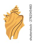 Seashell Conch Spiral Outline Cartoon Style