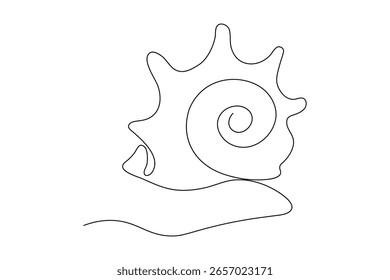 Concha contínua um desenho de linha e estilo minimalista isolar esboço vetor ilustração