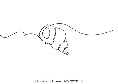 Seashell continuous one line drawing and minimalist style isolate outline vector illustration