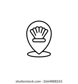 Seashell Destination Symbol für Küstenlage für Reise- und Tourismusdienstleistungen