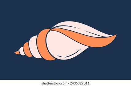 Seashell doodle concept. Orange and beige organic patterns. Nautical animal and underwater flora and fauna. Wild life and biology. Simple flat vector illustration isolated on blue background