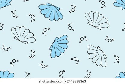 seashell. Doodle. a seashell. a marine inhabitant. the pattern. seamless pattern. drawing. vector. for textiles, wrappers. packages. the pattern is drawn in the doodle style.