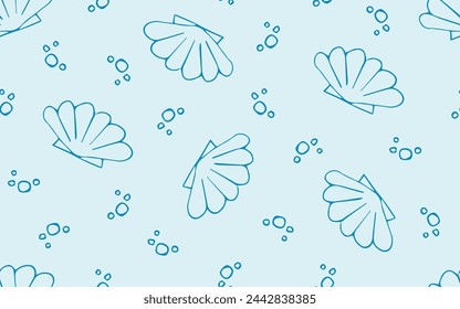 concha marina. Doodle. una concha marina. un habitante marino. el patrón. patrón sin costuras. dibujo. vector. para textiles, envoltorios. paquetes. el patrón se dibuja en el estilo doodle.