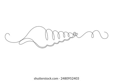 Seashell drawing in the form of one continuous line in minimalism. Editable vector contour