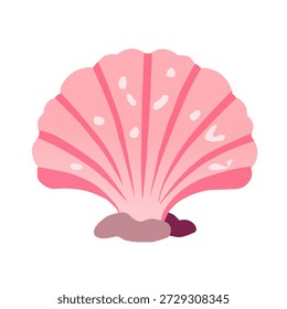 Concha em estilo de desenho animado plano para tema de decoração marinha. Perfeito para gráficos de praia, ilustração infantil, adesivos oceânicos e recursos de marca.
